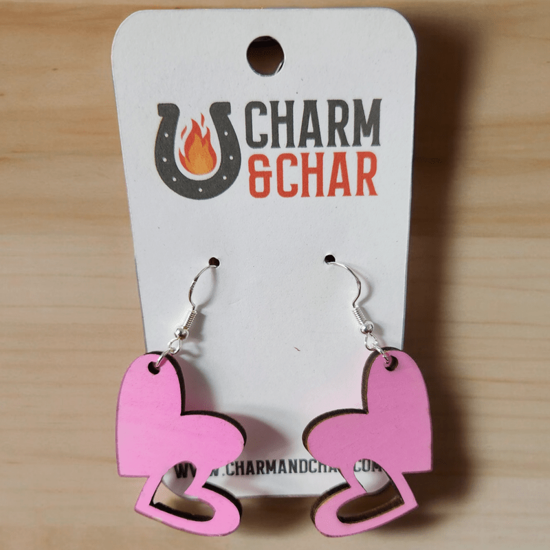 Cute Pink Heart Dangle Earrings - Fun and Flirty - Dangle Earring - Charm and Char