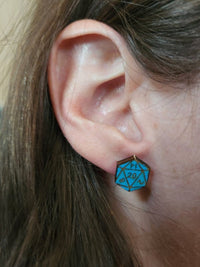 Thumbnail for D20 Dice Wood Stud Earrings - Lifestyle Fashion Earring - Stud Earring - Charm and Char