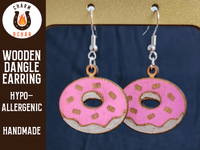 Thumbnail for Doughnut Wood Dangle Earrings - Food Fashion Earring - Dangle Earring - Charm and Char