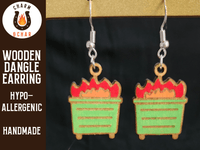 Thumbnail for Dumpster Fire Wood Dangle Earrings - Lifestyle Fashion Earring - Dangle Earring - Charm and Char