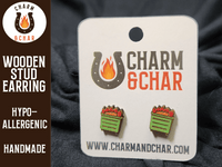 Thumbnail for Dumpster Fire Wood Stud Earrings - Lifestyle Fashion Earring - Earring - Charm and Char