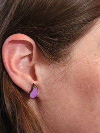 Thumbnail for Eggplant Wood Stud Earrings - Food Fashion Earring - Stud Earring - Charm and Char