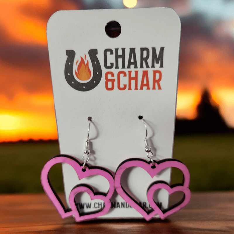 Elegant Double Open Heart Dangle Earrings - Romantic and Stylish - Dangle Earring - Charm and Char