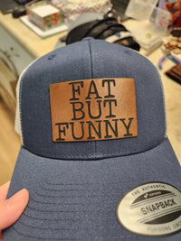 Thumbnail for Fat But Funny Leather Patch Trucker Hat – Funny Statement Hat for Confident Folks - Trucker Hat - Charm and Char