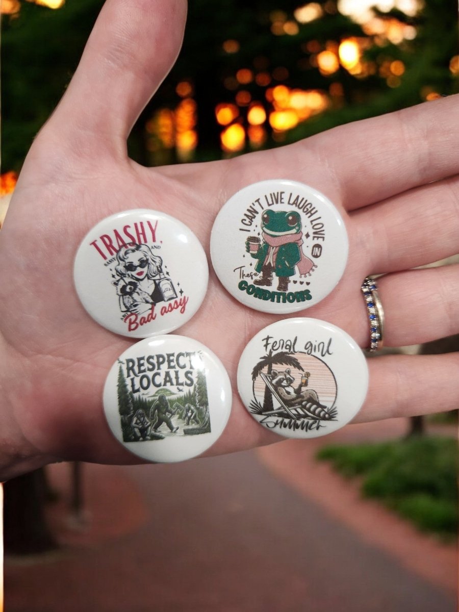 Feral Girl Summer - 1.25" Pin - Back Button | Playful Animal Statement - Button - Charm and Char