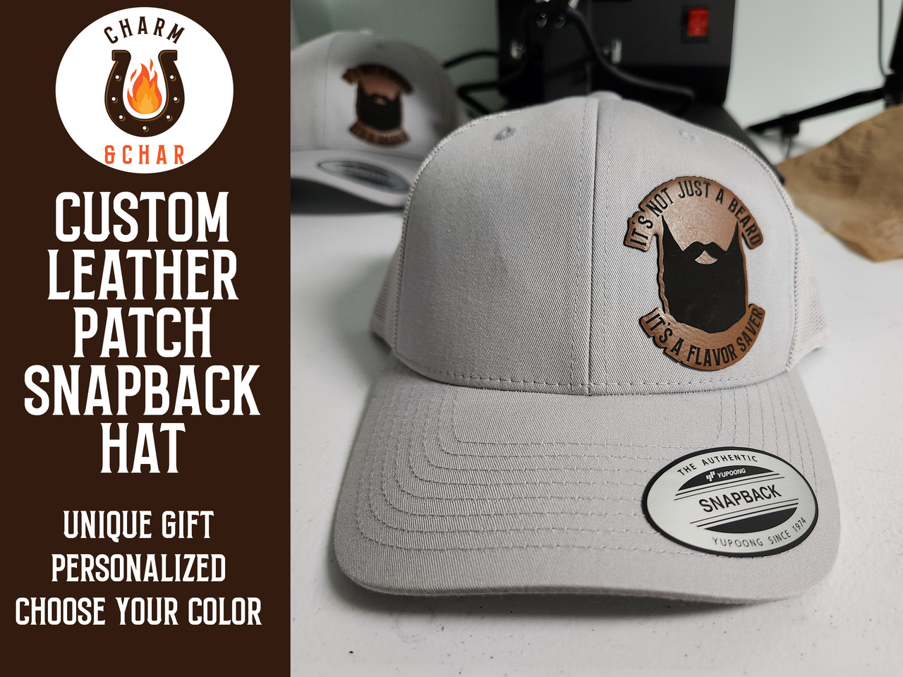 It's not just a Beard It's a Flavor Saver Leather Patch Trucker Hat for Beard Enthusiasts