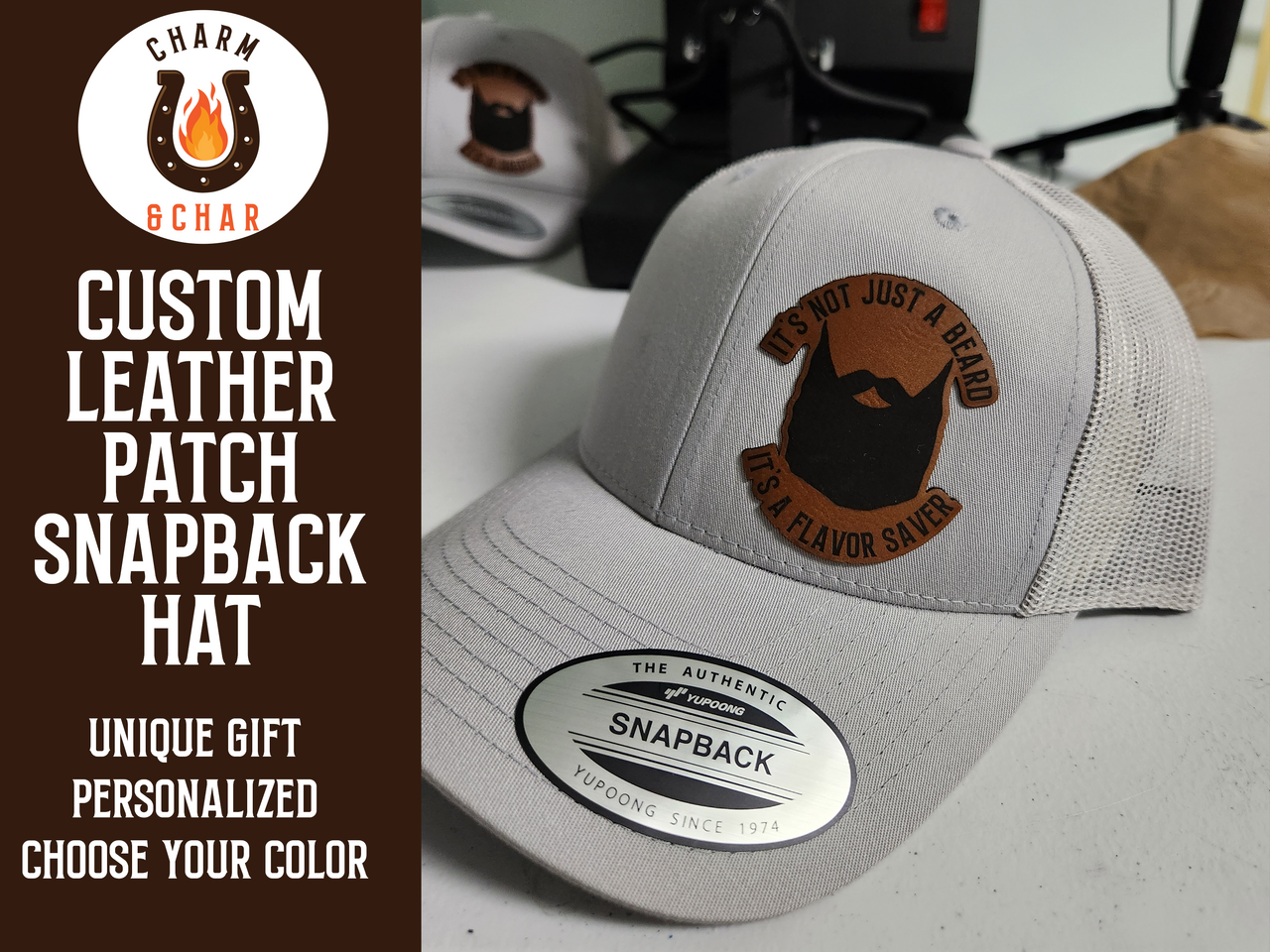 It's not just a Beard It's a Flavor Saver Leather Patch Trucker Hat for Beard Enthusiasts