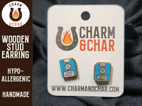 Thumbnail for Floppy Disk Wood Stud Earrings - Retro Fashion Earring - Stud Earring - Charm and Char