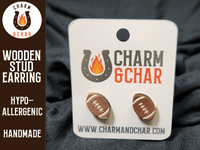 Thumbnail for Football Wood Stud Earrings - Sports Fashion Earring - Stud Earring - Charm and Char