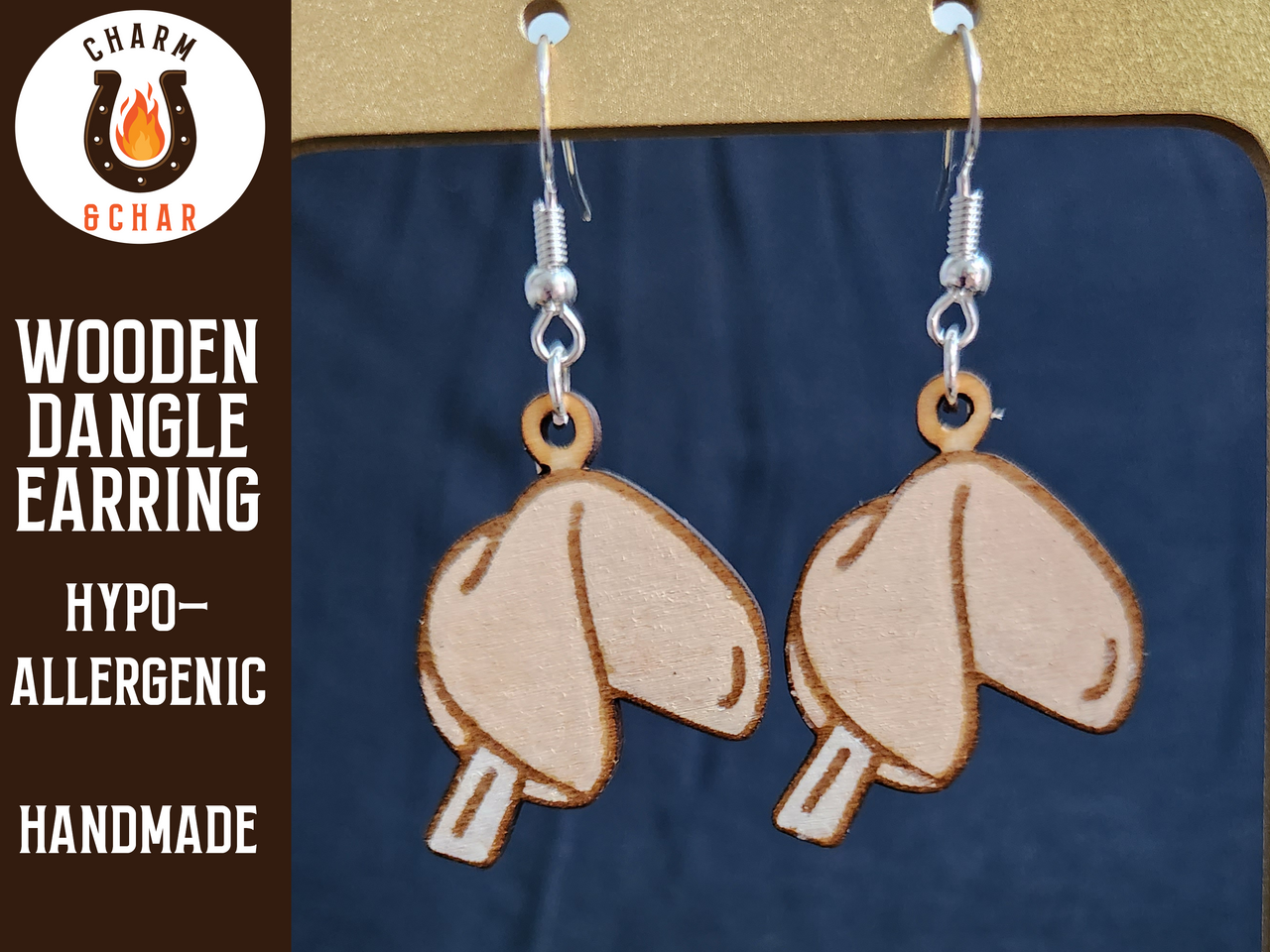 Fortune Cookie Wood Dangle Earrings - Lifestyle Fashion Earring