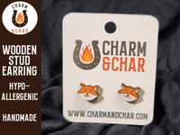 Thumbnail for Fox Wood Stud Earrings - Animal Fashion Earring - Stud Earring - Charm and Char