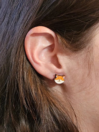 Thumbnail for Fox Wood Stud Earrings - Animal Fashion Earring - Stud Earring - Charm and Char