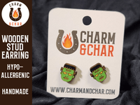 Thumbnail for Frankenstein Wood Stud Earrings - Halloween Fashion Earring - Stud Earring - Charm and Char
