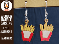 Thumbnail for French Fries Wood Dangle Earrings - Food Fashion Earring - Dangle Earring - Charm and Char