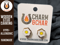 Thumbnail for Fried Eggs Wood Stud Earrings - Food Fashion Earring - Stud Earring - Charm and Char