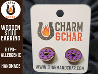 Thumbnail for Frosted Doughnut Wood Stud Earrings - Bakery Fashion Earring - Stud Earring - Charm and Char