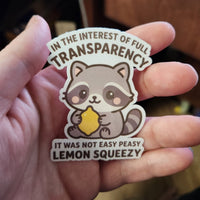 Thumbnail for Full Transparency Lemon Squeezy Sticker - Sticker - Charm and Char