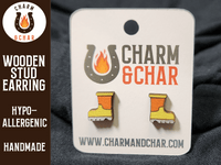 Thumbnail for Garden Boots Wood Stud Earrings - Gardening Fashion Earring - Stud Earring - Charm and Char