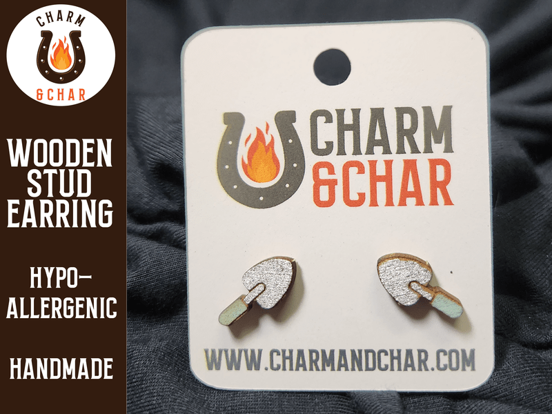 Garden Trowel Wood Stud Earrings - Gardening Fashion Earring - Stud Earring - Charm and Char
