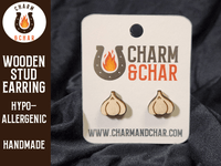 Thumbnail for Garlic Wood Stud Earrings - Food Fashion Earring - Stud Earring - Charm and Char