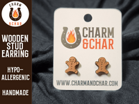 Thumbnail for Gingerbread Man Wood Stud Earrings - Christmas Fashion Earring - Stud Earring - Charm and Char