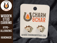 Thumbnail for Goat Wood Stud Earrings - Animal Fashion Earring - Stud Earring - Charm and Char