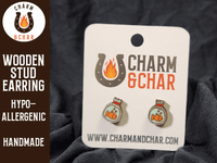 Thumbnail for Goldfish in a Bag Wood Stud Earrings - Animal Fashion Earring - Stud Earring - Charm and Char