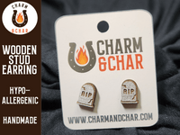 Thumbnail for Grave RIP Wood Stud Earrings - Halloween Fashion Earring - Stud Earring - Charm and Char