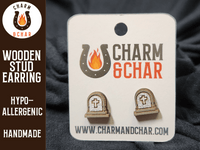 Thumbnail for Grave with Cross Wood Stud Earrings - Halloween Fashion Earring - Stud Earring - Charm and Char