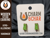 Thumbnail for Gummy Bear Wood Stud Earrings - Candy Fashion Earring - Stud Earring - Charm and Char