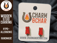 Thumbnail for Gummy Bear Wood Stud Earrings - Candy Fashion Earring - Stud Earring - Charm and Char