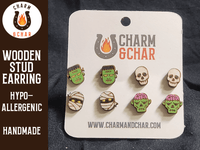 Thumbnail for Halloween Wood Stud Earrings - Spooky Fashion Earring Set - Stud Earring - Charm and Char