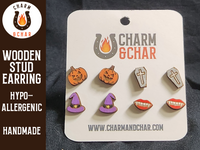 Thumbnail for Halloween Wood Stud Earrings - Spooky Fashion Earring Set