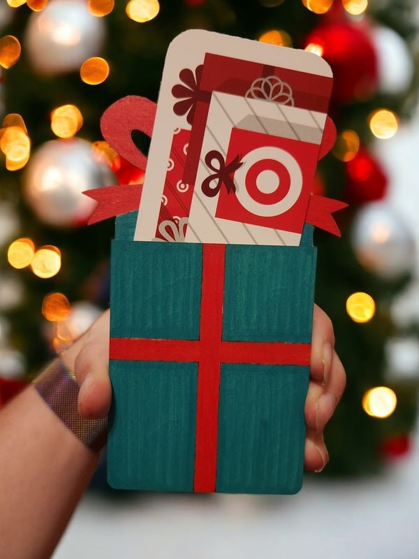 Hand - Painted Christmas Gift Card Holders Set - Santa, Present, Reindeer - Ornament - Charm and Char