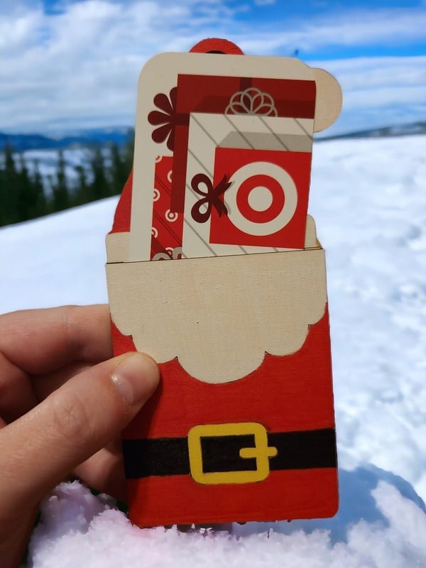 Hand - Painted Christmas Gift Card Holders Set - Santa, Present, Reindeer - Ornament - Charm and Char