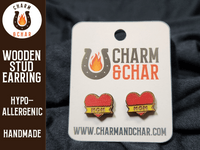 Thumbnail for Heart with Mom Banner Wood Stud Earrings - Mother's Day Fashion Earring - Stud Earring - Charm and Char