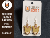 Thumbnail for Horse Face Wood Dangle Earrings - Farm Animal Fashion Earring - Dangle Earring - Charm and Char