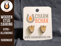 Thumbnail for Horse Face Wood Stud Earrings - Farm Animal Fashion Earring - Stud Earring - Charm and Char
