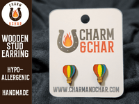Thumbnail for Hot Air Balloon Wood Stud Earrings - Lifestyle Fashion Earring - Stud Earring - Charm and Char