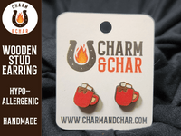 Thumbnail for Hot Cocoa Wood Stud Earrings - Winter Fashion Earring - Stud Earring - Charm and Char