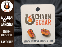Thumbnail for Hot Dog Wood Stud Earrings - Fast Food Fashion Earring - Earring - Charm and Char