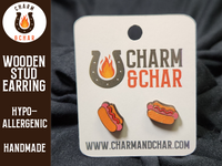 Thumbnail for Hot Dog Wood Stud Earrings - Fast Food Fashion Earring