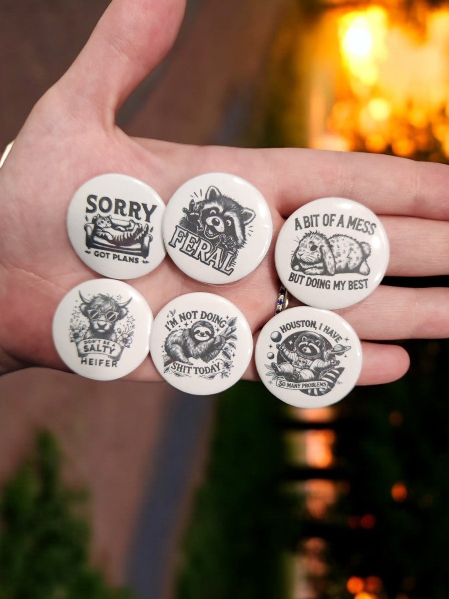 Houston, I Have So Many Problems - 1.25" Pin - Back Button | Funny Sloth Space Statement - Button - Charm and Char