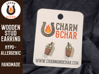 Thumbnail for Iced Coffee Wood Stud Earrings - Food Fashion Earring - Stud Earring - Charm and Char