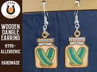 Thumbnail for Jar of Pickles Wood Dangle Earrings - Food Fashion Earring - Dangle Earring - Charm and Char