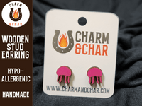 Thumbnail for Jellyfish Wood Stud Earrings - Sea life Fashion Earring - Stud Earring - Charm and Char