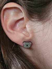 Thumbnail for Koala Bear Wood Stud Earrings - Animal Fashion Earring - Stud Earring - Charm and Char