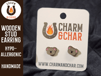 Thumbnail for Koala Bear Wood Stud Earrings - Animal Fashion Earring - Stud Earring - Charm and Char
