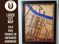 Thumbnail for Savannah, GA Historic District North Wood Laser Map - Handcrafted Wood Map - Housewarming Gift