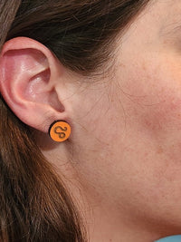 Thumbnail for Leo Wood Stud Earrings - Zodiac Fashion Earring - Stud Earring - Charm and Char